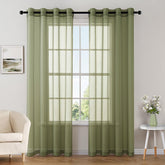 Elegant Lightweight Grommet Light Filtering Window Solid Color Sheer Curtains Olive Green 54Wx84L